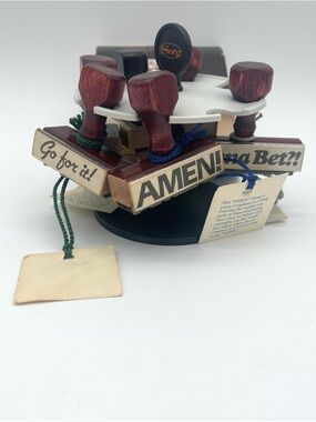 Rubber Stamp Holder Holds 8. 6 New Stamps Amen Go For It Wanna Bet Bull Boloney